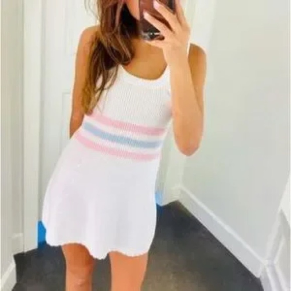 LoveShackFancy Indiana Tennis Mini Knit/Sweater Dress, Sz Medium (New) White - Picture 9 of 16